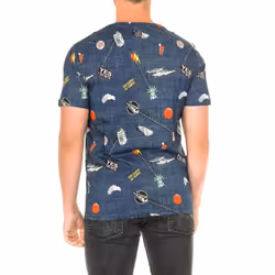 Camiseta De Manga Corta Y Cuello Redondo Jftd01-ripped-multicolor Para Hombre - blue, S