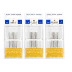 DMC 3 Pack Size 22-24-26 One Pack Each-Cross Stitch Needles - Total 18 Needles - New Package