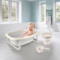 Dolu Foldable Triple Baby Bath Set - Beige