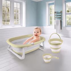 Dolu Foldable Triple Baby Bath Set - Green