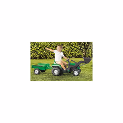 Dolu Children's Ride On Ranchero Tractor with Trailer & Movable excavator Ride on - Green