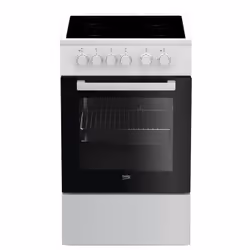 Beko FSS57000GW, Freestanding cooker, Black, White, Rotary, White, Front, Electronic