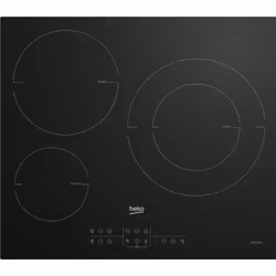 Beko HIIS63206M, Black, Built-in, 58 cm, Zone induction hob, Glass, 3 zone(s)
