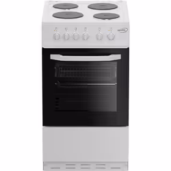 Zenith ZE503W 50cm Single Oven Electric Cooker, Freestanding cooker, White, Rotary, White, Front, Metal