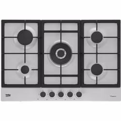 Beko HIAW75225SXE 75cm Front Control Gas Hob, Stainless steel, Built-in, 75 cm, Gas, Stainless steel, 5 zone(s)