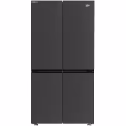 Beko GN446224VPZ Freestanding American Style Fridge Freezer with HarvestFresh™, Freestanding, American door, Grey, Glass, Int ...