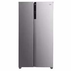 Beko ASL1532PX Freestanding Frost Free American Style Fridge Freezer with Fast Freeze, Freestanding, American door, Brushed s ...