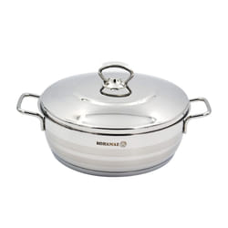 Korkmaz Astra Stainless Steel Capsulated Low Casserole With Stainless Steel Lids  Astra 24 X 8 - 3.6 Litre