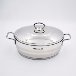 Korkmaz Astra Stainless Steel Capsulated Low Casserole With Stainless Steel Lids  Astra 24 X 8 - 3.6 Litre