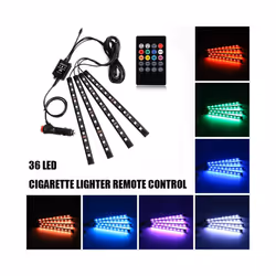 LED Car Foot Light Ambient Lamp With USB Wireless Remote Music Control - 36LED Remote Cig