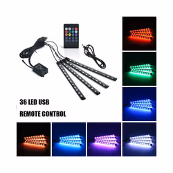 LED Car Foot Light Ambient Lamp With USB Wireless Remote Music Control - 36LED Remote USB