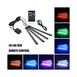 LED Car Foot Light Ambient Lamp With USB Wireless Remote Music Control - 36LED Remote USB