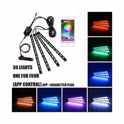 LED Car Foot Light Ambient Lamp With USB Wireless Remote Music Control - 36LED APP Cig