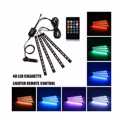 LED Car Foot Light Ambient Lamp With USB Wireless Remote Music Control - 48LED Remote Cig