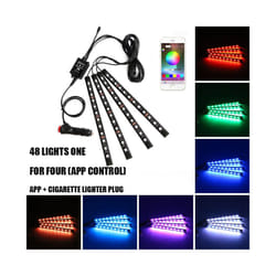 LED Car Foot Light Ambient Lamp With USB Wireless Remote Music Control - 48LED APP Cig
