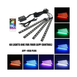 LED Car Foot Light Ambient Lamp With USB Wireless Remote Music Control - 48LED APP USB