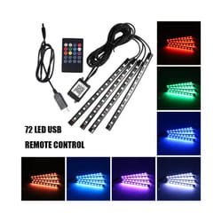 LED Car Foot Light Ambient Lamp With USB Wireless Remote Music Control - 72LED Remote USB