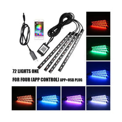 LED Car Foot Light Ambient Lamp With USB Wireless Remote Music Control - 72LED APP USB