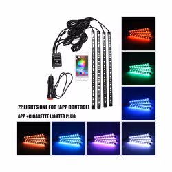 LED Car Foot Light Ambient Lamp With USB Wireless Remote Music Control - 72LED APP Cig