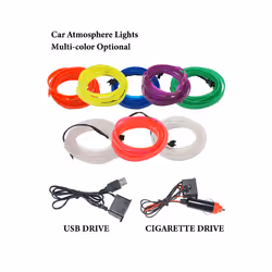 5M Car Interior Decorative Atmosphere Light Wiring Neon Strip Auto Interior - 5M, Ice Blue