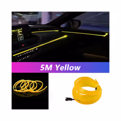 5M Car Interior Led Strip Light Neon EL Wiring Decorative Lamp For Auto - USB drive, Yellow