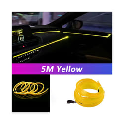 5M Car Interior Led Strip Light Neon EL Wiring Decorative Lamp For Auto - USB drive, Yellow