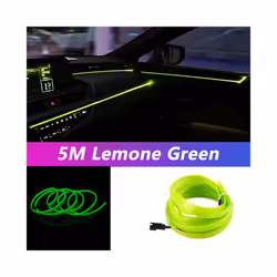 5M Car Interior Led Strip Light Neon EL Wiring Decorative Lamp For Auto - USB drive, Fluorescent Green