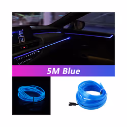 5M Car Interior Led Strip Light Neon EL Wiring Decorative Lamp For Auto - USB drive, Blue