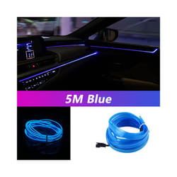 5M Car Interior Led Strip Light Neon EL Wiring Decorative Lamp For Auto - USB drive, Blue