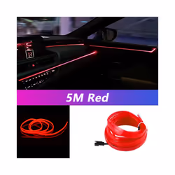 5M Car Interior Led Strip Light Neon EL Wiring Decorative Lamp For Auto - USB drive, Red