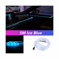 5M Car Interior Led Strip Light Neon EL Wiring Decorative Lamp For Auto - USB drive, Ice Blue