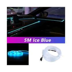 5M Car Interior Led Strip Light Neon EL Wiring Decorative Lamp For Auto - USB drive, Ice Blue