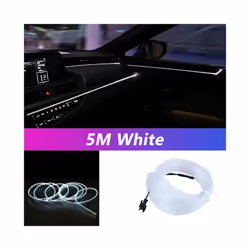 5M Car Interior Led Strip Light Neon EL Wiring Decorative Lamp For Auto - USB drive, White