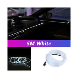 5M Car Interior Led Strip Light Neon EL Wiring Decorative Lamp For Auto - USB drive, White