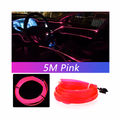 5M Car Interior Led Strip Light Neon EL Wiring Decorative Lamp For Auto - USB drive, Pink