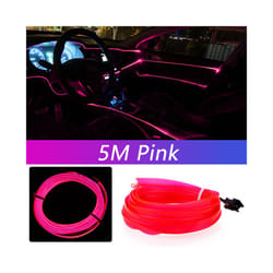 5M Car Interior Led Strip Light Neon EL Wiring Decorative Lamp For Auto - USB drive, Pink
