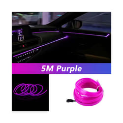 5M Car Interior Led Strip Light Neon EL Wiring Decorative Lamp For Auto - USB drive, Purple