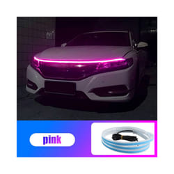 Car LED Hood Light Strip Daytime Running Lights Flexible Waterproof DRL - 120CM, Pink