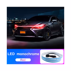 Car LED Hood Light Strip Daytime Running Lights Flexible Waterproof DRL - 180CM, Red