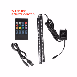 Automotive Interior Decorative Lights LED Car Foot Light 24/36/48/72 LED - 24LED USB Remote