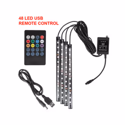 Automotive Interior Decorative Lights LED Car Foot Light 24/36/48/72 LED - 48LED USB Remote
