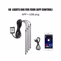 Automotive Interior Decorative Lights LED Car Foot Light 24/36/48/72 LED - 48LED USB APP