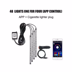 Automotive Interior Decorative Lights LED Car Foot Light 24/36/48/72 LED - 48LED Cigar APP