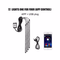 Automotive Interior Decorative Lights LED Car Foot Light 24/36/48/72 LED - 72LED USB APP