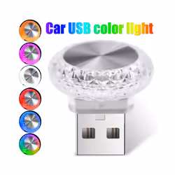 Car Lights Mini USB LED Night Atmosphere Lights Auto Ambient Lighting - 1PC ice blue