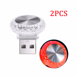 Car Lights Mini USB LED Night Atmosphere Lights Auto Ambient Lighting - 2PCS red