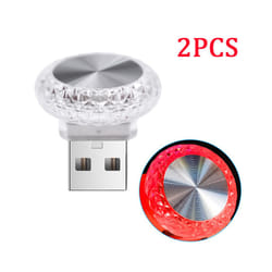 Car Lights Mini USB LED Night Atmosphere Lights Auto Ambient Lighting - 2PCS red