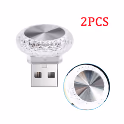 Car Lights Mini USB LED Night Atmosphere Lights Auto Ambient Lighting - 2PCS white