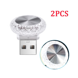 Car Lights Mini USB LED Night Atmosphere Lights Auto Ambient Lighting - 2PCS white