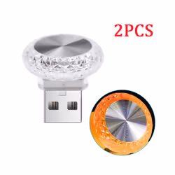 Car Lights Mini USB LED Night Atmosphere Lights Auto Ambient Lighting - 2PCS yellow